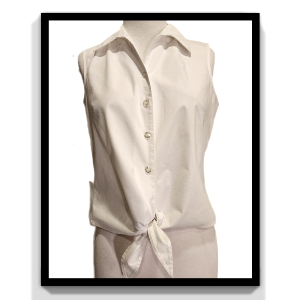 Cropped Tie Button-Down Shirt - image 1